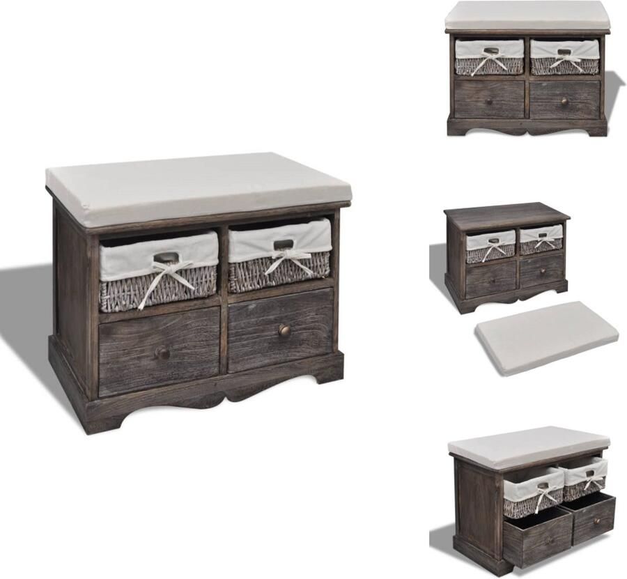 VidaXL Opbergbox Opbergboxen Tuinbox Tuinboxen Opbergbank 62x33x42 cm paulowniahout bruin