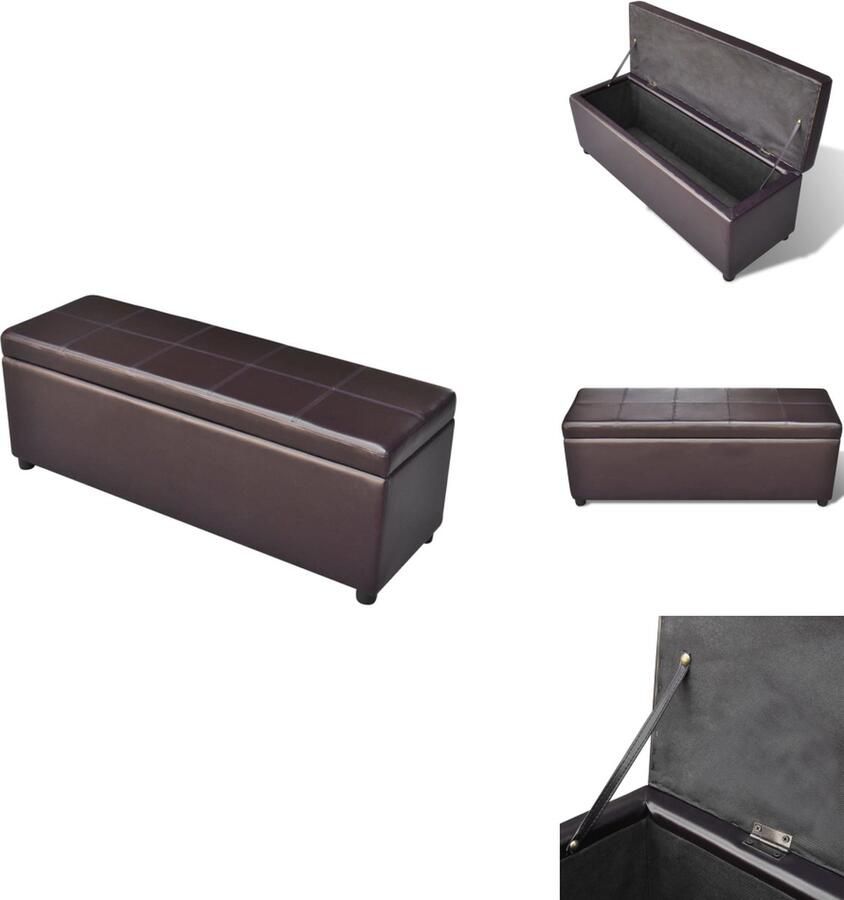 VidaXL Opbergbank Hout Bruin 116 x 39 x 44 cm (L x B x H) Met opbergruimte Hocker