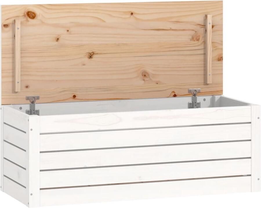 VidaXL Opbergbox Wit 89x36 5x33 cm Grenenhout Opbergdoos Massief Hout Grenenhout Witte Opbergdoos Opbergruimte Kastje Decoratief Meubilair Woonkamer Slaapkamer Badkamer Entree