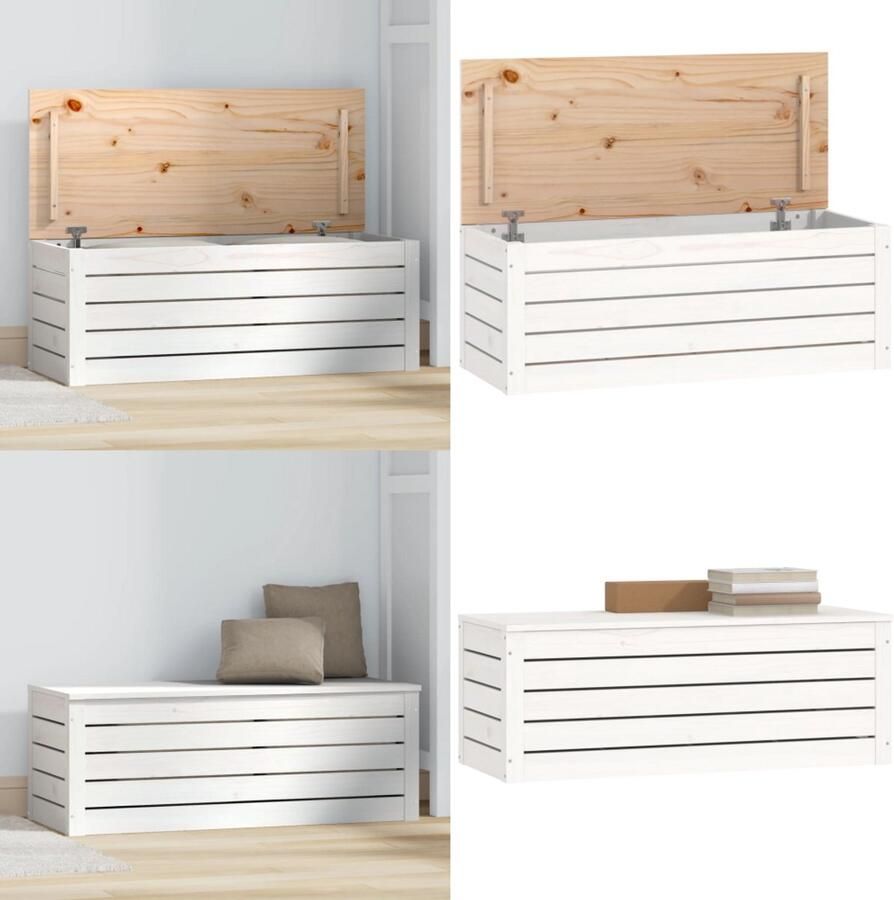 VidaXL Opbergbox wit 89x36 5x33 cm massief grenenhout Opbergbox Opbergboxen Gereedschapskist Opbergkist