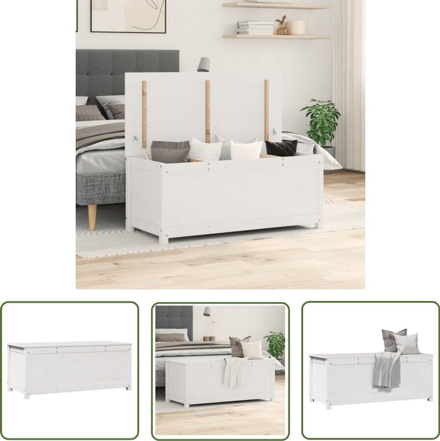 VidaXL Opbergbox Wit Massief Grenenhout 110x50x45 5cm Opbergdoos Opslagkast Kastje Hout Grenenhout Wit