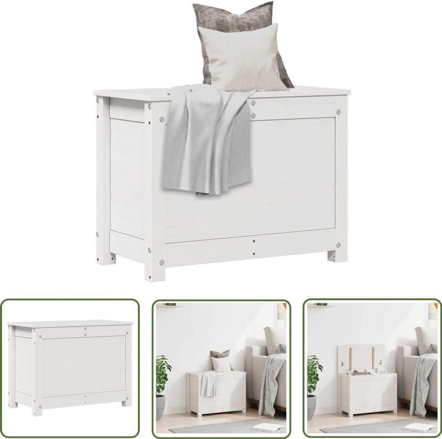 VidaXL Opbergbox Wit Massief Grenenhout 60x32x45 5 cm Opbergdozen Opbergvakken Grenoble Hout Meubels Witte Kast Kasten Decoratieve Opslag Huishoudelijke Organisatie Badkameropslag Slaapkamerorganisatie Woonkamerdecoratie
