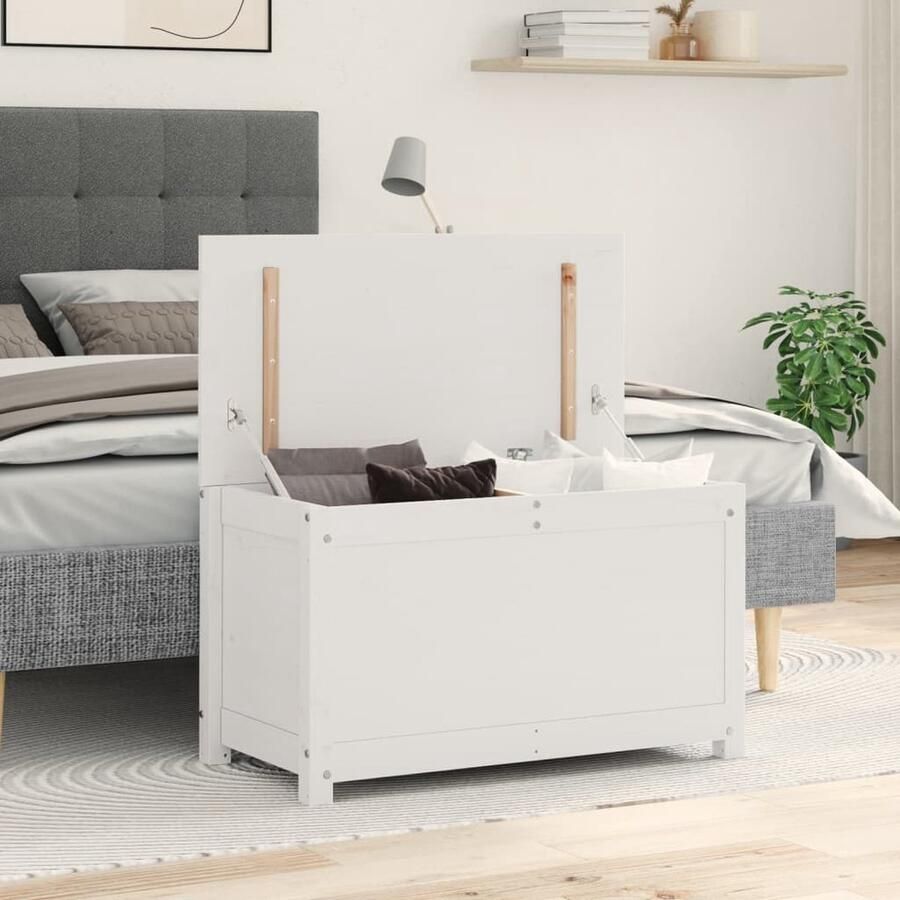 VidaXL Opbergbox Wit Massief Grenenhout 80x40x45 5cm Opslagkast Kledingkast Opberger Kast Meubilair Houtmeubels Grenenhouten Kast - Foto 2