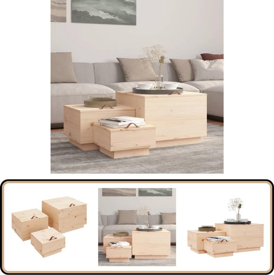 VidaXL Opbergboxen 3 stuks Massief Grenenhout Opbergdozen Houtkisten Opslagkasten Decoratieve Dozen Bruine Meubels Grenenhouten Kast