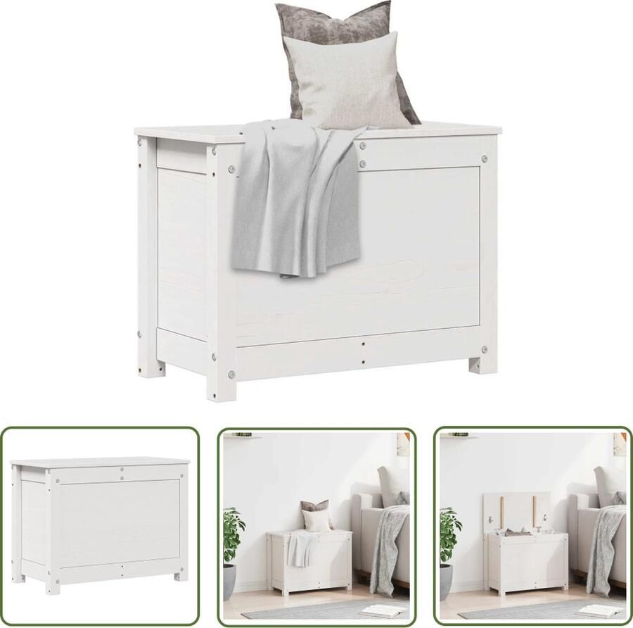 The Living Store Opbergdoos Grenenhout 60 x 32 x 45.5 cm Hydraulische gaslift Opslagbox Opbergdozen Houtkast Grenoble Kast Opberger - Foto 3