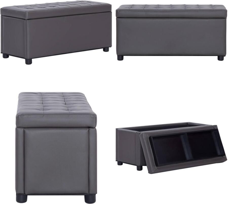 VidaXL Opberghocker 87 5 cm kunstleer grijs Opberghocker Opberghockers Hocker Hockers