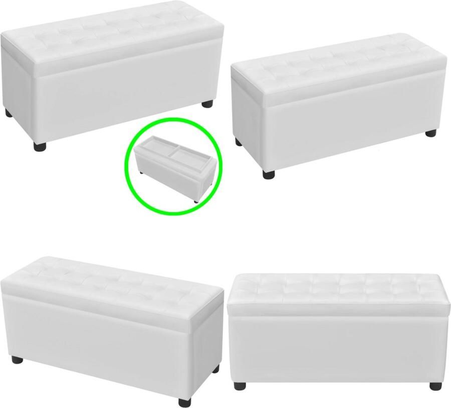 VidaXL Opberghocker kunstleer wit Opberg Hocker Opberg Hockers Gang Banken En Poefs