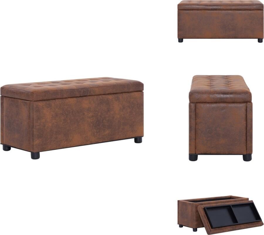 VidaXL Opberghocker Opberghockers Hocker Hockers Opberghocker 87 5 cm kunstsuède bruin