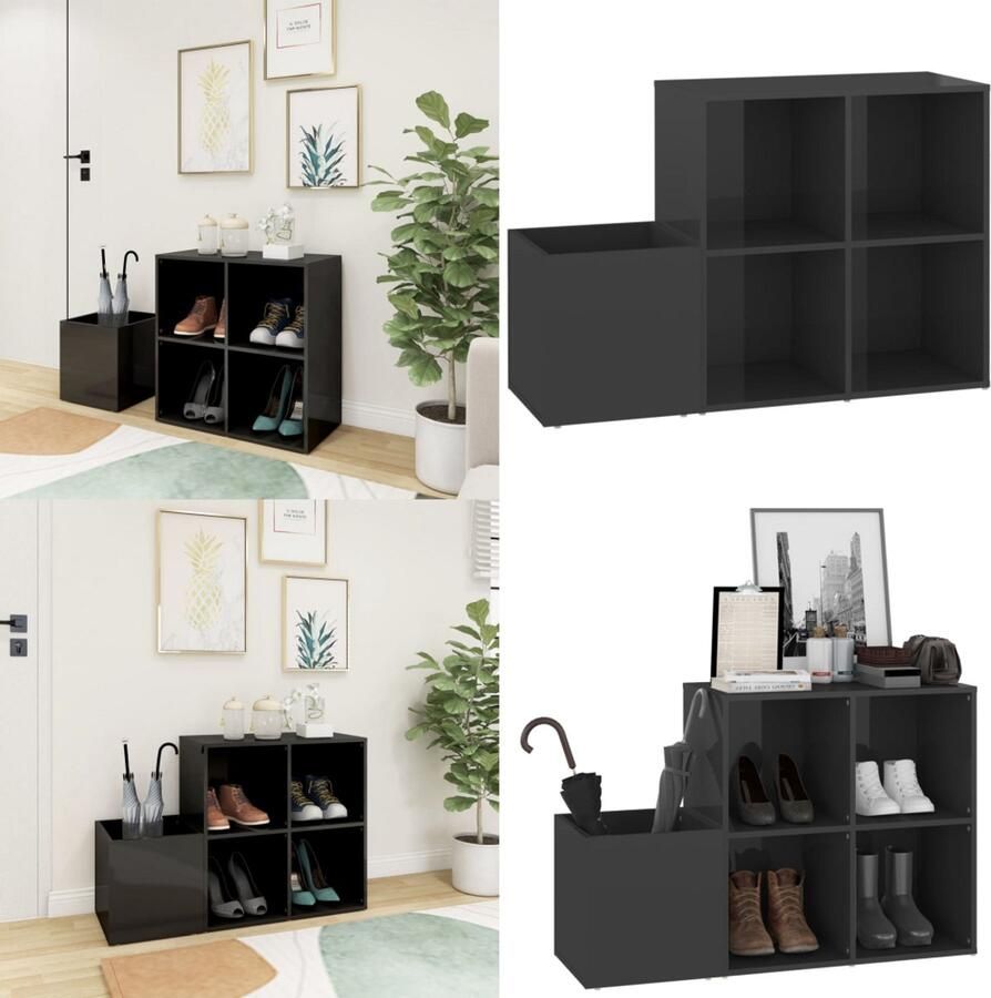 VidaXL Opbergkast 105x35 5x70 cm bewerkt hout hoogglans grijs Hal Schoenenkast Hal Schoenenkasten Schoenen Opberger Schoenen Opbergers