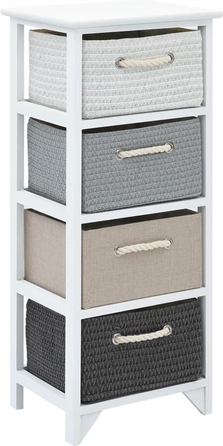 The Living Store Opbergkast 35 x 27 x 86 cm 4 lades paulowniahout en MDF Opslagkast Ladekast Kast Voor In De Hal Bijzettafel Meubilair - Foto 2