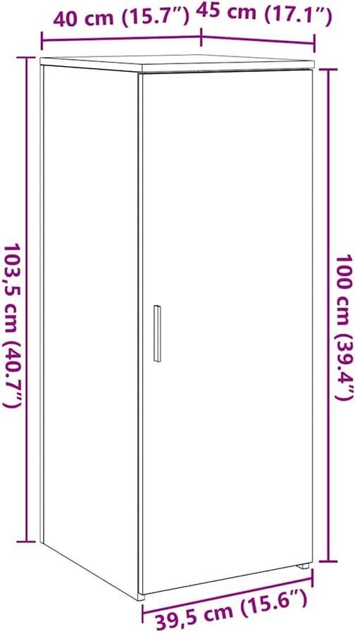 VidaXL Opbergkast 40x45x103 5 cm bewerkt hout gerookt eikenkleur - Foto 2