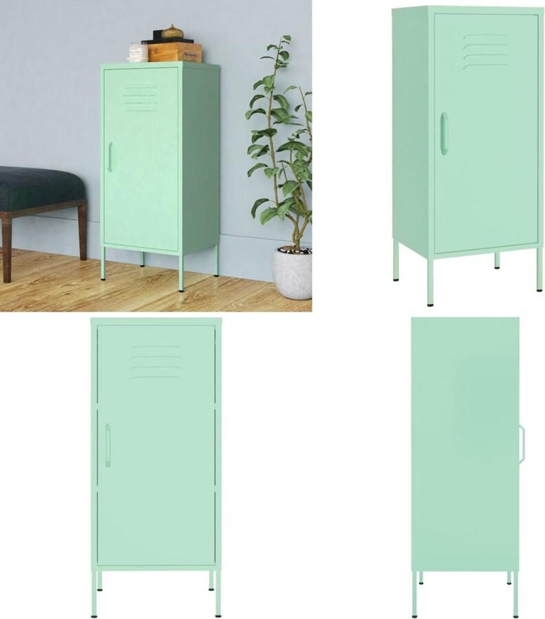 VidaXL Opbergkast 42 5x35x101 5 cm staal mint Opbergkast Opbergkasten Opslagkast Opslagkasten