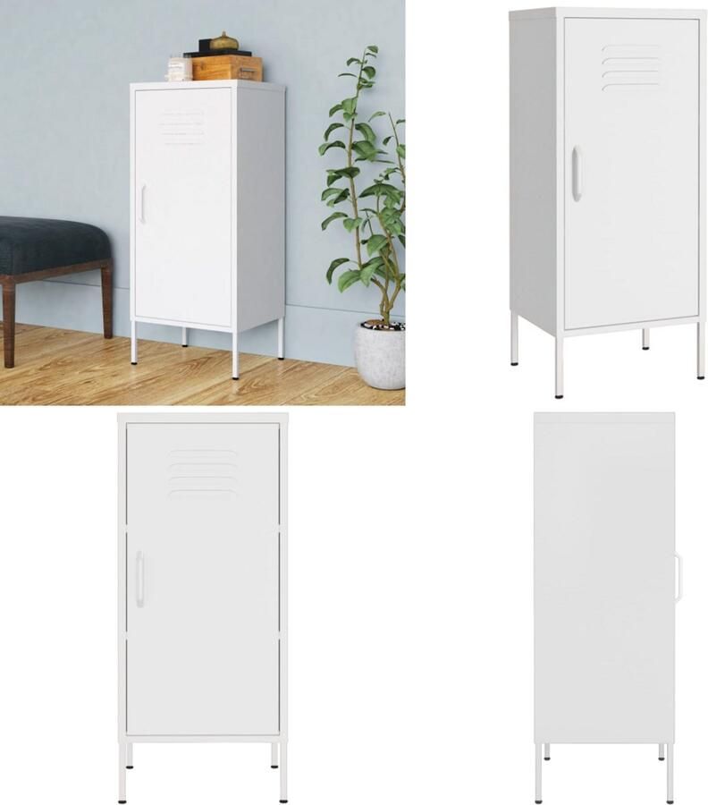 VidaXL Opbergkast 42 5x35x101 5 cm staal wit Opbergkast Opbergkasten Opslagkast Opslagkasten