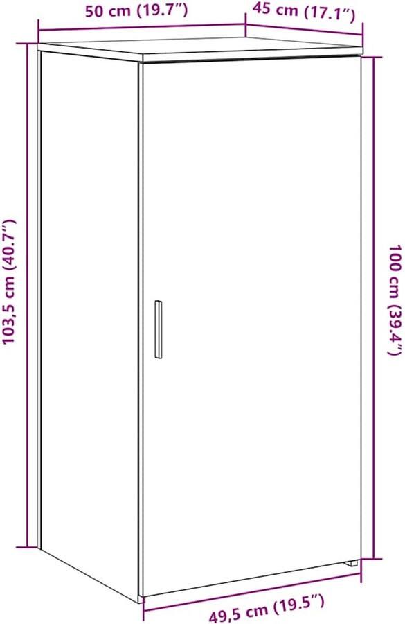 VidaXL Opbergkast 50x45x103 5 cm bewerkt hout gerookt eikenkleur - Foto 2