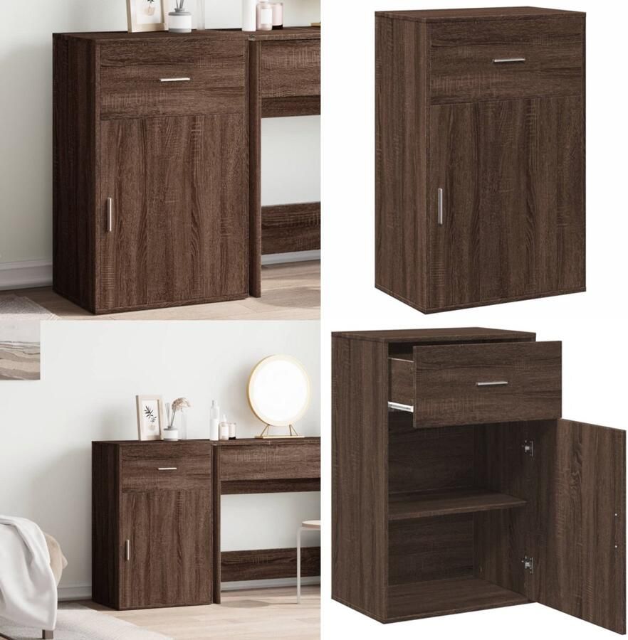 VidaXL Opbergkast 56 5x39x90 cm bewerkt hout bruin eikenkleurig Opbergkast Opbergkasten Wandkast Dressoir Kast