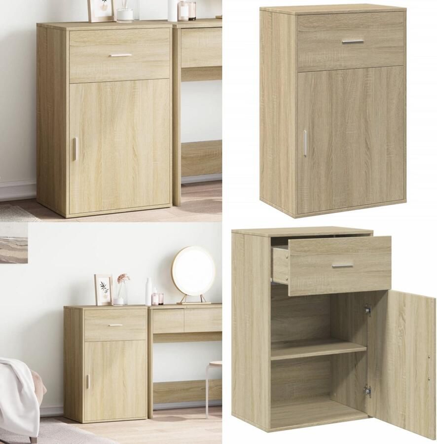 VidaXL Opbergkast 56 5x39x90 cm bewerkt hout sonoma eikenkleurig Opbergkast Opbergkasten Wandkast Dressoir Kast