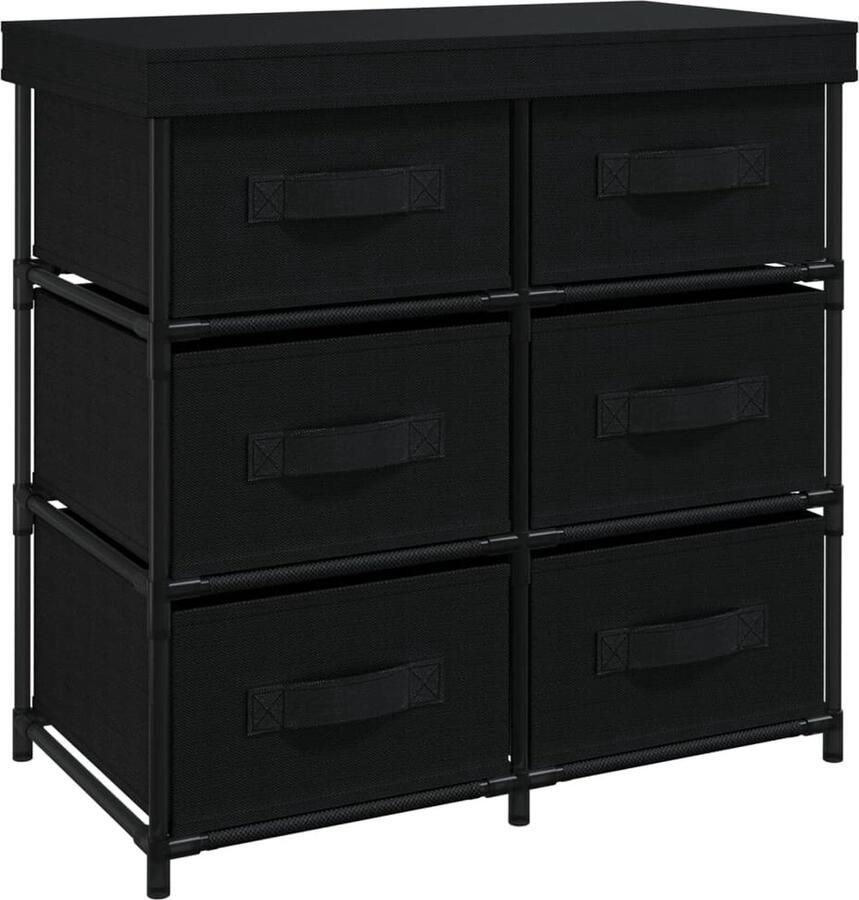 VidaXL Opbergkast 6 Lades Zwart 55x29x55 cm Opslagkast Opbergvak Zwarte Opslagkast Metalen Opbergkast Ladekast Interieurdecoratie Organisatie Thuis Woonaccessoires Meubilair Voor Slaapkamer Multifunctioneel Meubel