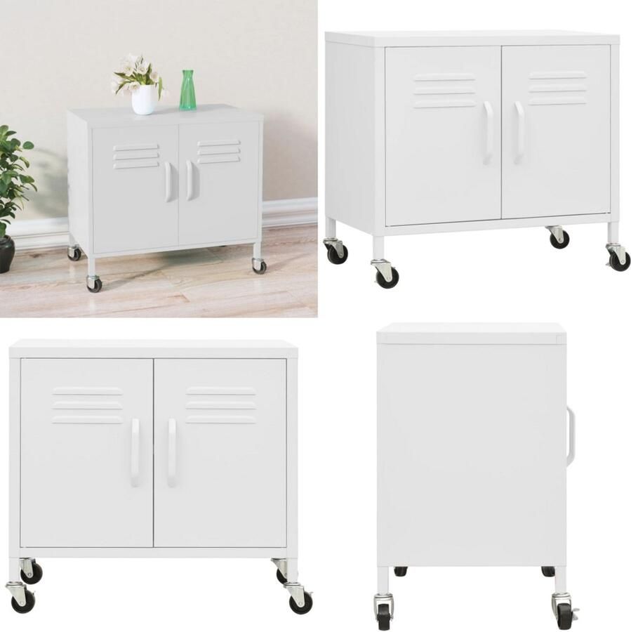 VidaXL Opbergkast 60x35x56 cm staal wit Opbergkast Opbergkasten Opslagkast Opslagkasten