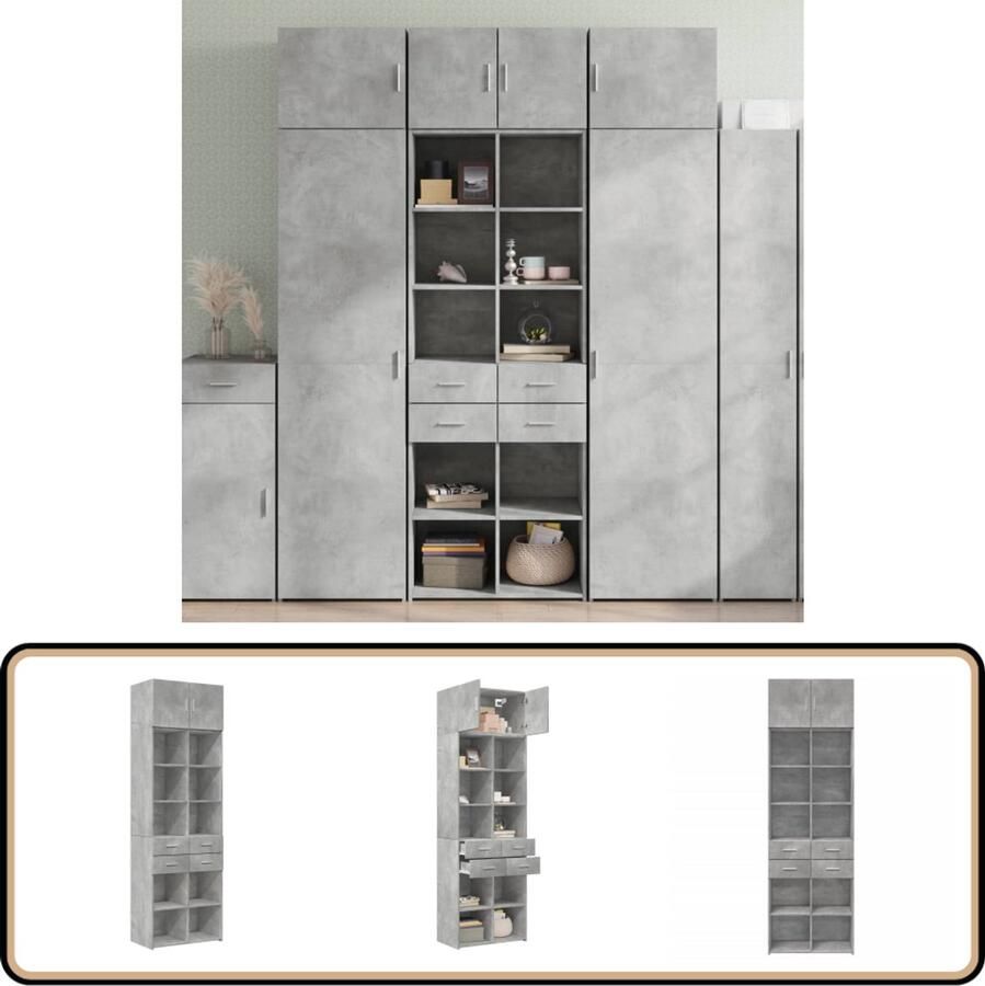 VidaXL Opbergkast 70x42 5x225 cm Betonlook Opslagkast Houten Kast Betonnen Kast Opberger Bergruimte - Foto 2