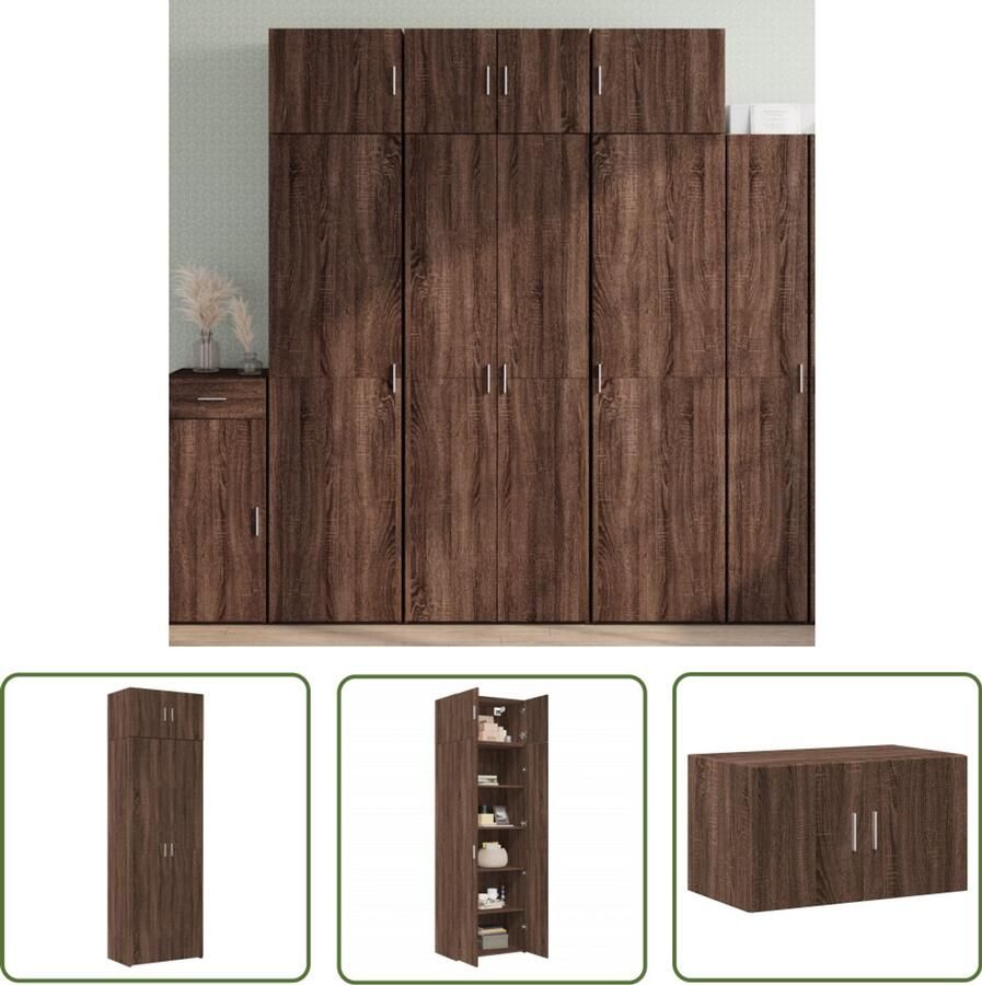 VidaXL Opbergkast 70x42 5x225 cm bewerkt hout bruin eikenkleurig Dynamo Meter Sleutelset Gereedschap Handgereedschap Drapers Tools