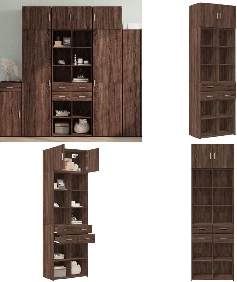 VidaXL Opbergkast 70x42 5x225 cm bewerkt hout bruin eikenkleurig Opbergkast Opbergkasten Hoge Opbergkast Hoge Kast