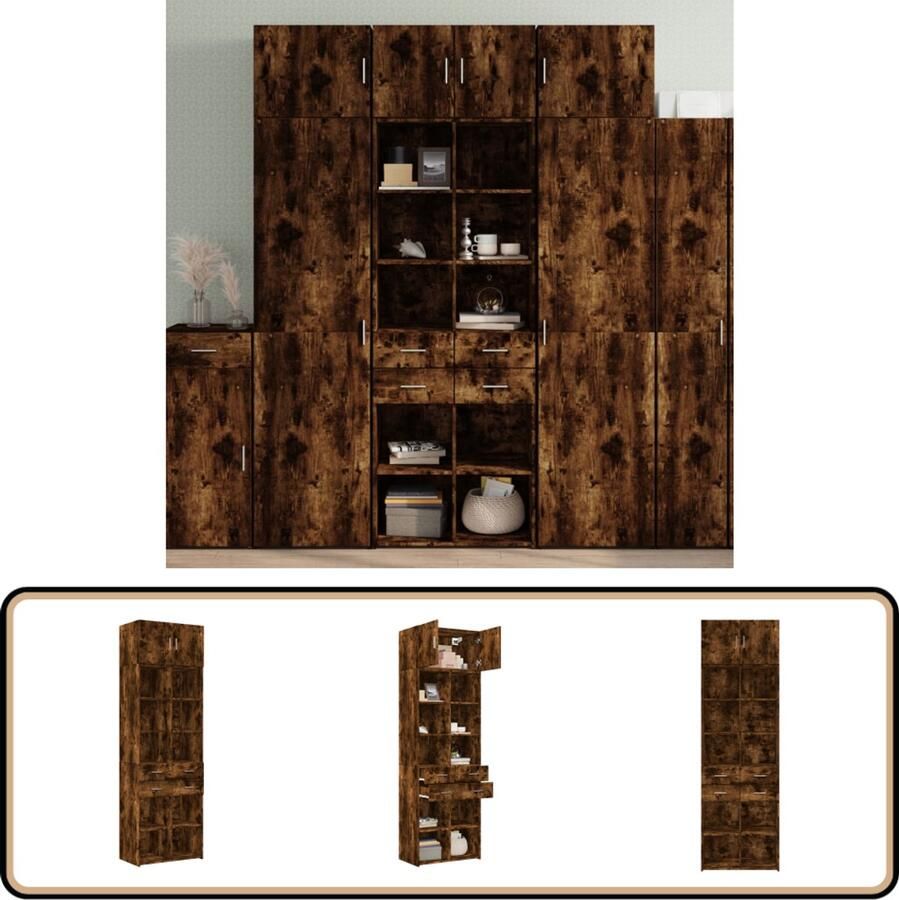 VidaXL Opbergkast 70x42 5x225 cm Gerookt Eiken Opslagkast Houten Kast Bergruimte Opbergvakken Multifunctioneel Meubilair