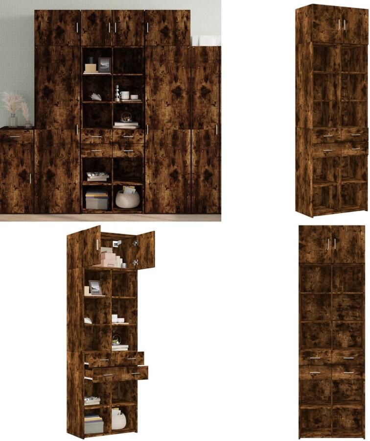 VidaXL Opbergkast 70x42 5x225 cm bewerkt hout gerookt eikenkleur Opbergkast Opbergkasten Hoge Opbergkast Hoge Kast