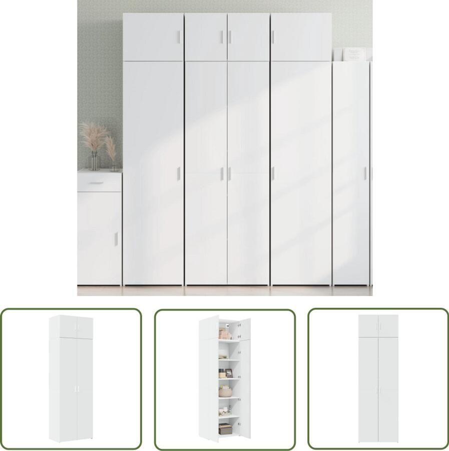 VidaXL Opbergkast 70x42 5x225 cm bewerkt hout wit Dynamo Meter Sleutelset Gereedschap Handgereedschap Drapers Tools