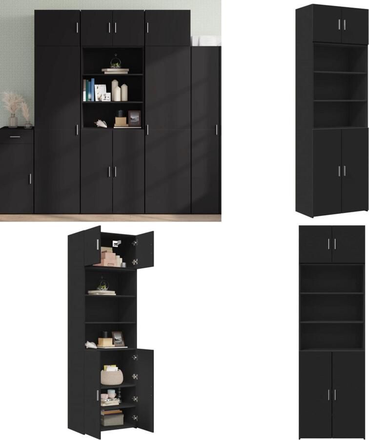 VidaXL Opbergkast 70x42 5x225 cm bewerkt hout zwart Opbergkast Opbergkasten Hoge Opbergkast Hoge Kast