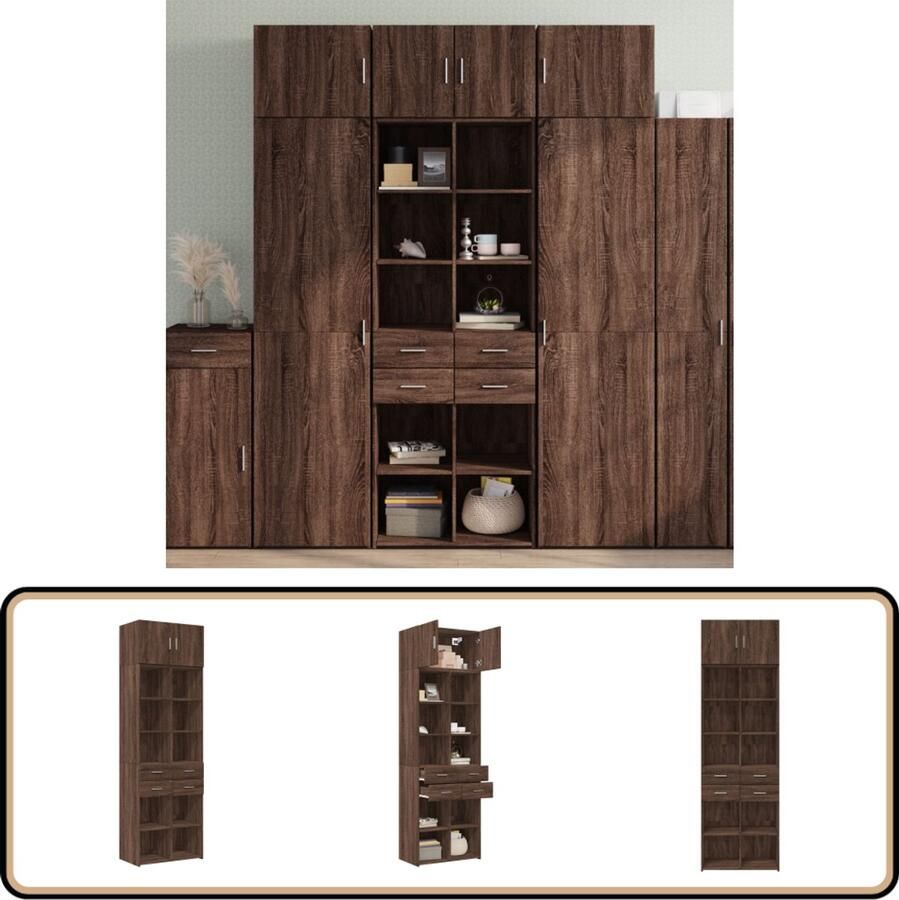VidaXL Opbergkast 70x42 5x225 cm Bruin Eikenkleurig Opbergkast Houten Kast Combinati Bergruimte Opberger