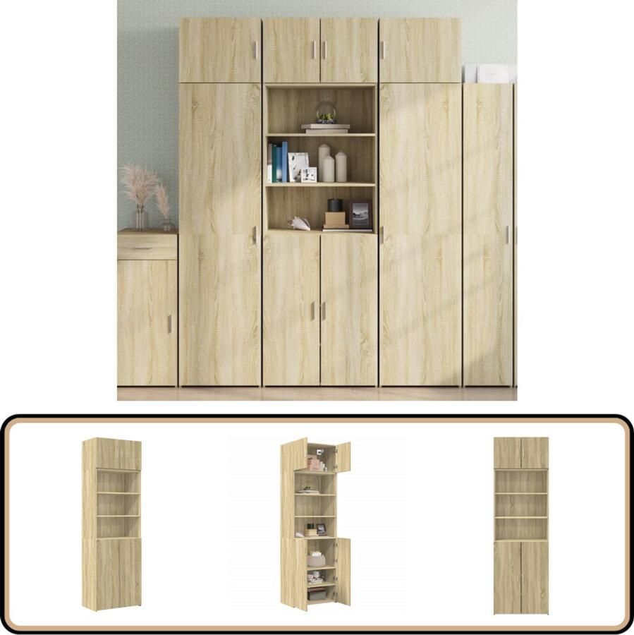 VidaXL Opbergkast 70x42 5x225 cm Sonoma eiken Opslagkast Houten Kast Opbergruimte Salontafel Woonaccessoires