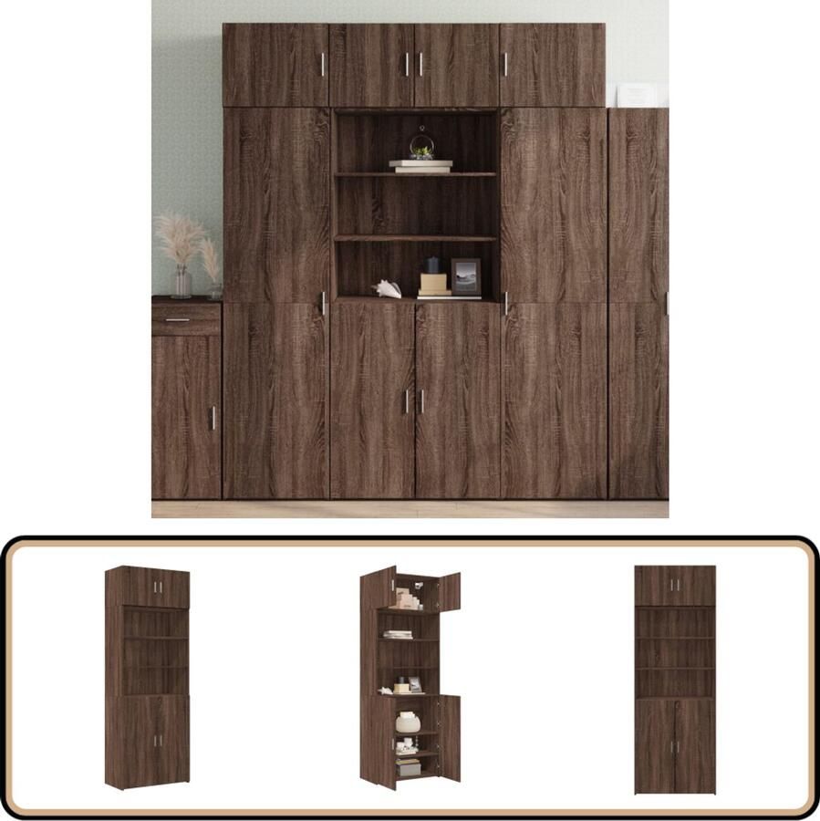 VidaXL Opbergkast 80x42 5x225 cm Bruin Eikenhout Opslagkast Houten Kast Bergruimte Opberger Meubilair