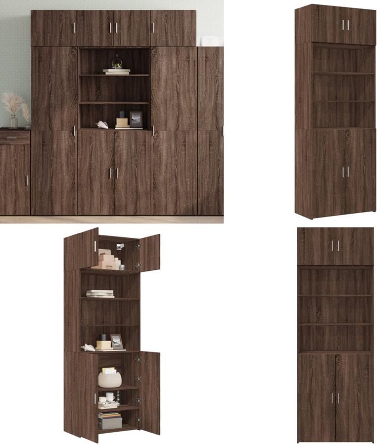 VidaXL Opbergkast 80x42 5x225 cm bewerkt hout bruin eikenkleurig Opbergkast Opbergkasten Hoge Opbergkast Hoge Kast