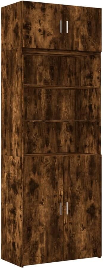 VidaXL Opbergkast Gerookt Eiken 80x42 5x225 cm Opslagkast Houten Kast Opbergruimte Bergruimte Woonaccessoires