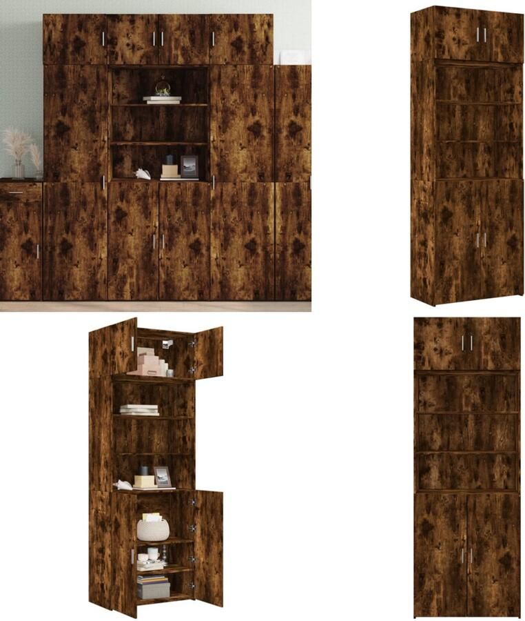 VidaXL Opbergkast 80x42 5x225 cm bewerkt hout gerookt eikenkleur Opbergkast Opbergkasten Hoge Opbergkast Hoge Kast