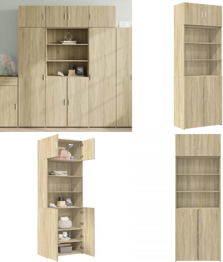 VidaXL Opbergkast 80x42 5x225 cm bewerkt hout sonoma eikenkleurig Opbergkast Opbergkasten Hoge Opbergkast Hoge Kast