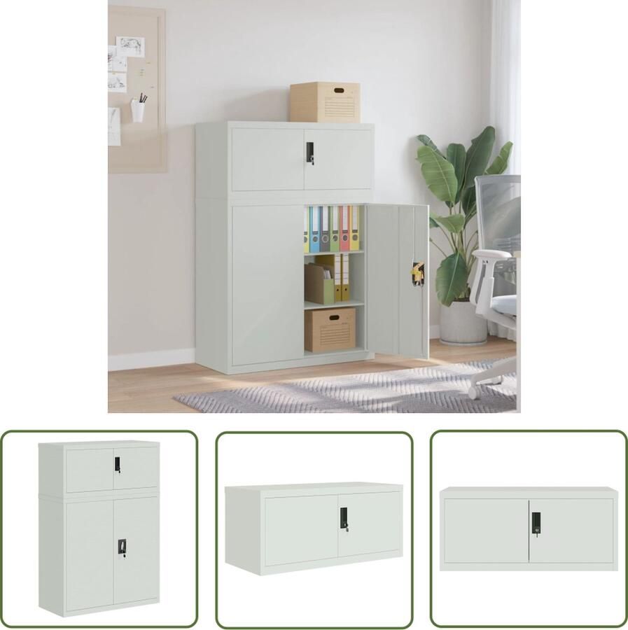 The Living Store Archiefkast Kantoorbenodigdheden 90x40x130cm Lichtgrijs Archiefkast Opbergkast Kantoormeubilair Staal Kast Grijze Kast