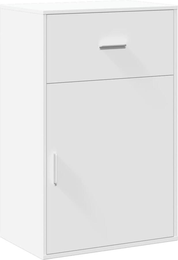 The Living Store Opbergkast 56 5x39x90 cm bewerkt hout wit Opslagkast Bijzetkast Houten Kast Wit Meubel Woonaccessoires - Foto 2