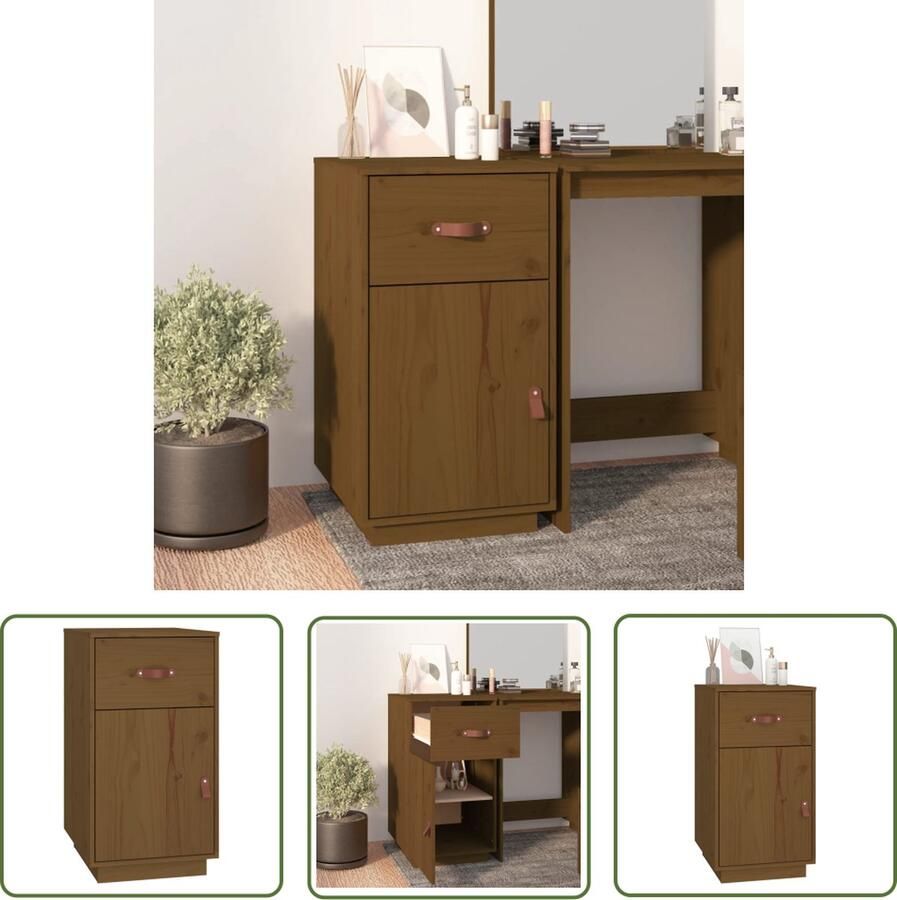 The Living Store Bureaukastje 40x50x75 cm massief grenenhout honingbruin Bureau Kast Opbergkast Houten Kast Grenenhouten Kast Honig Bruin - Foto 2