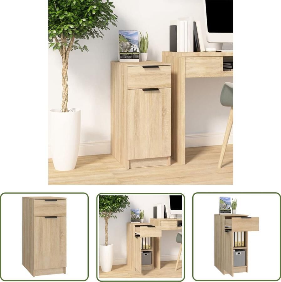 The Living Store Bureaukast Sonoma eiken 33.5 x 50 x 75 cm Meerdere opbergfuncties Bureaukast Opbergkast Houten Bureaukast Sonoma Eiken Meubels Compact Bureaukast - Foto 2