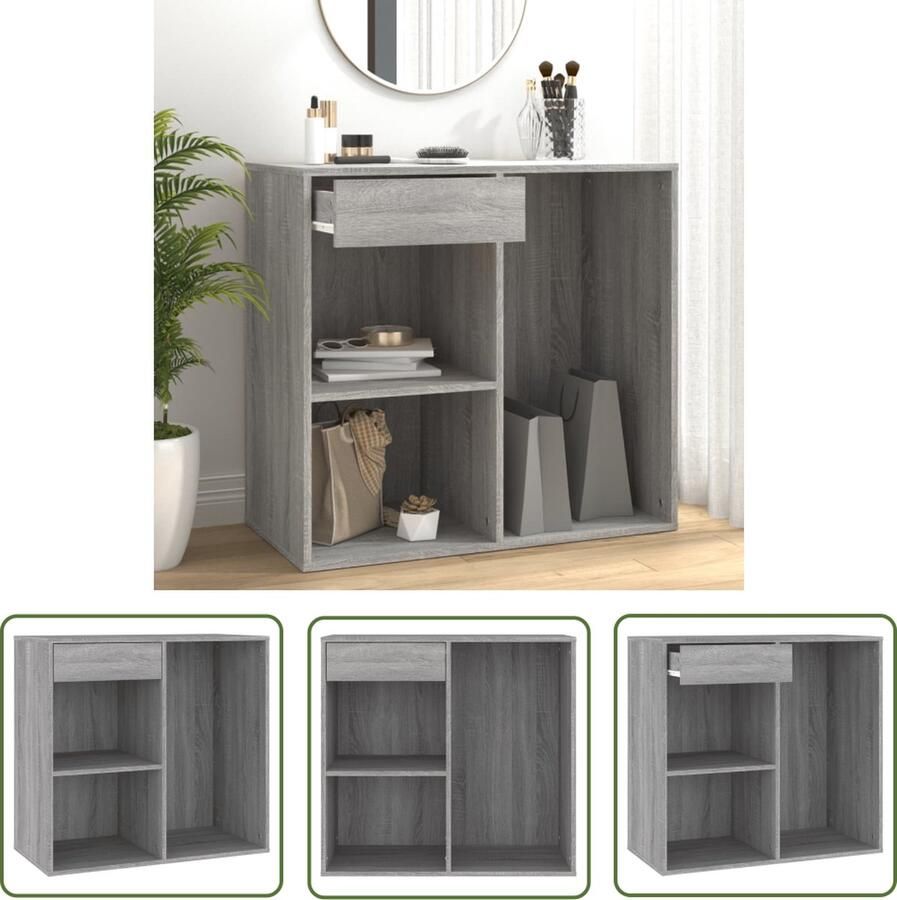 The Living Store Cosmeticakast Cosmetica Opbergoplossing 80x40x75cm Grijs Sonoma Eiken Hoogwaardig bewerkt hout Cosmeticakast Opbergkast Badkamerkast Makeup Organizer Houten Kast - Foto 2