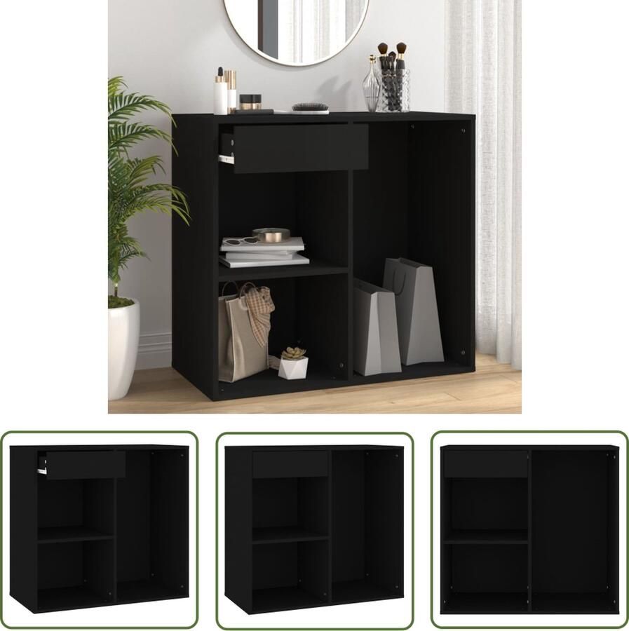 The Living Store Cosmeticaopbergkast 80 x 40 x 75 cm zwart bewerkt hout Cosmeticakast Opbergkast Badkamerkast Makeup Organizer Houten Kast - Foto 2