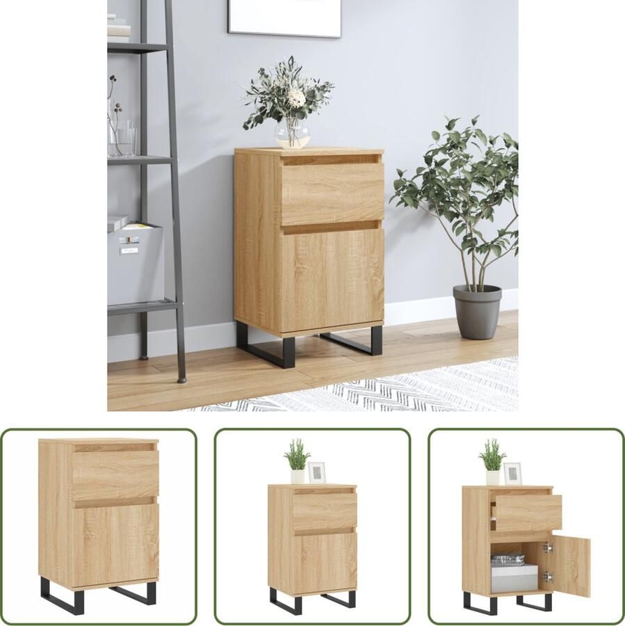 VidaXL Opbergkast Dressoir 40x35x70 cm bewerkt hout sonoma eikenkleurig Salontafel Houten Dressoir Bruine Dressoir