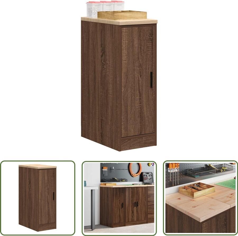 VidaXL Garagekast 30x51x85 cm massief grenenhout bruin eikenkleurig Garagekast Opbergkast Gereedschap Tools Workshop