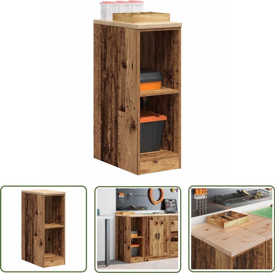 VidaXL Garagekast 30x51x85 cm massief grenenhout oud hout Garagekast Opbergkast Gereedschap DIY Workshop