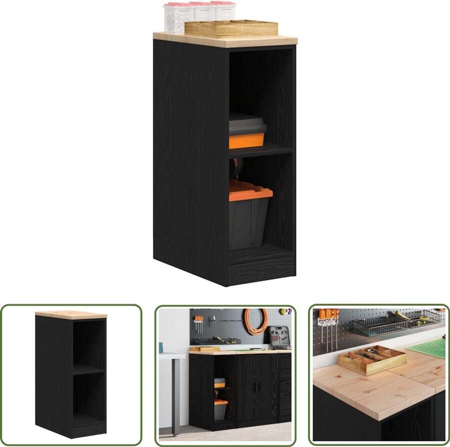 VidaXL Garagekast 30x51x85 cm massief grenenhout zwart Garagekast Opbergkast Gereedschap Tools Workshop
