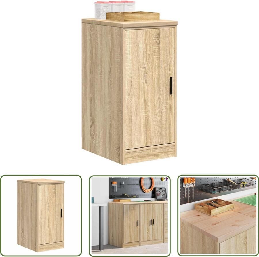 VidaXL Garagekast 40x51x85 cm massief grenenhout sonoma eikenkleurig Garagekast Opbergkast Gereedschapsschuif Tools DIY