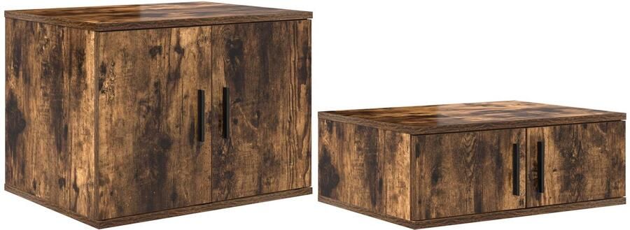 VidaXL Nachtkastjes Gerookt eiken Bewerkt hout 127 x 41 x 40 cm - Foto 2