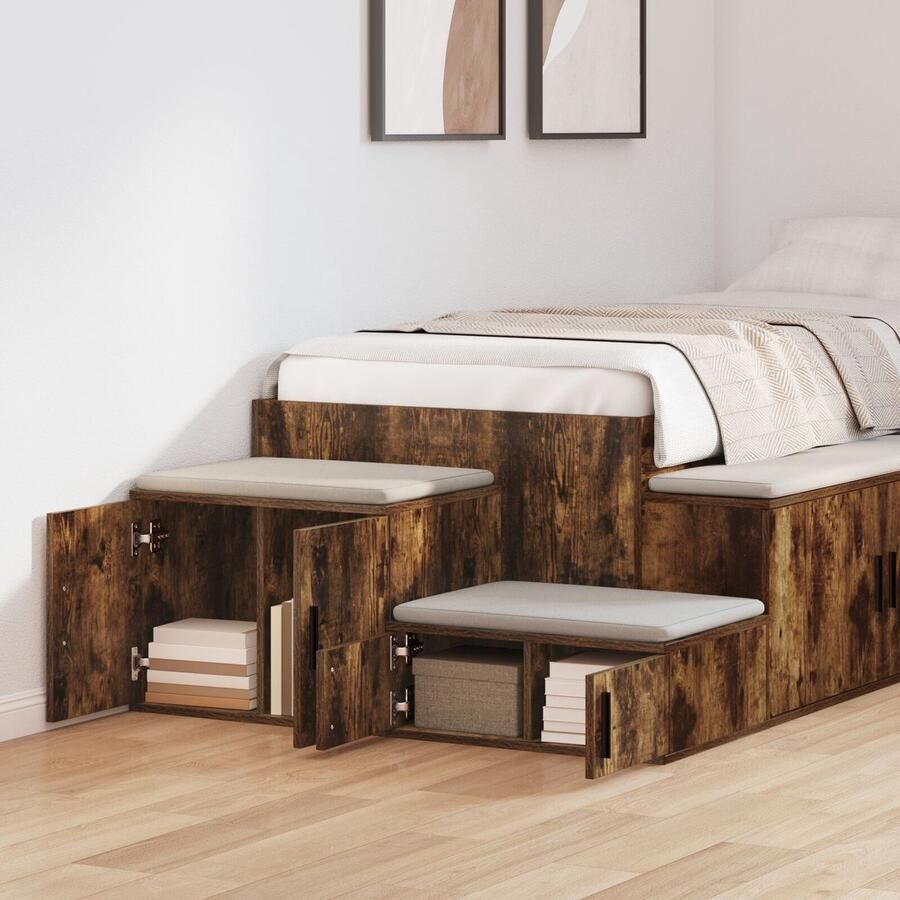 VidaXL Nachtkastjes Gerookt eiken Bewerkt hout 127 x 41 x 40 cm