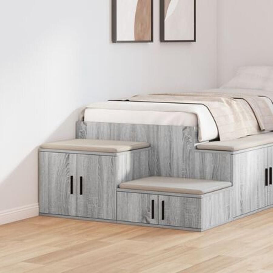 VidaXL Nachtkastjes Grijs Sonoma Bewerkt hout 103 x 41 x 40 cm